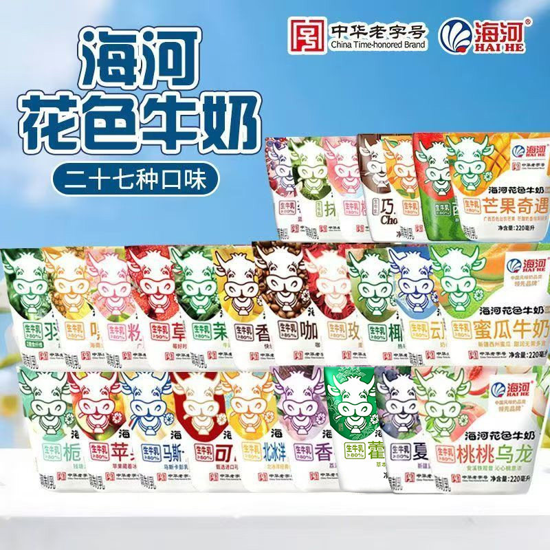 海河牛奶27种口味10袋可可巧克力儿童学生早餐奶风味奶