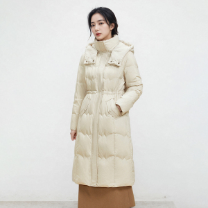 2024年新羽绒服女中长款修身冬季连帽时尚过膝老年妈妈装加厚反季