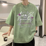 男夏季宽松半袖美式复古痞帅水洗做旧潮牌T恤短袖-A1115TP35控59，男装T恤，电商B241
