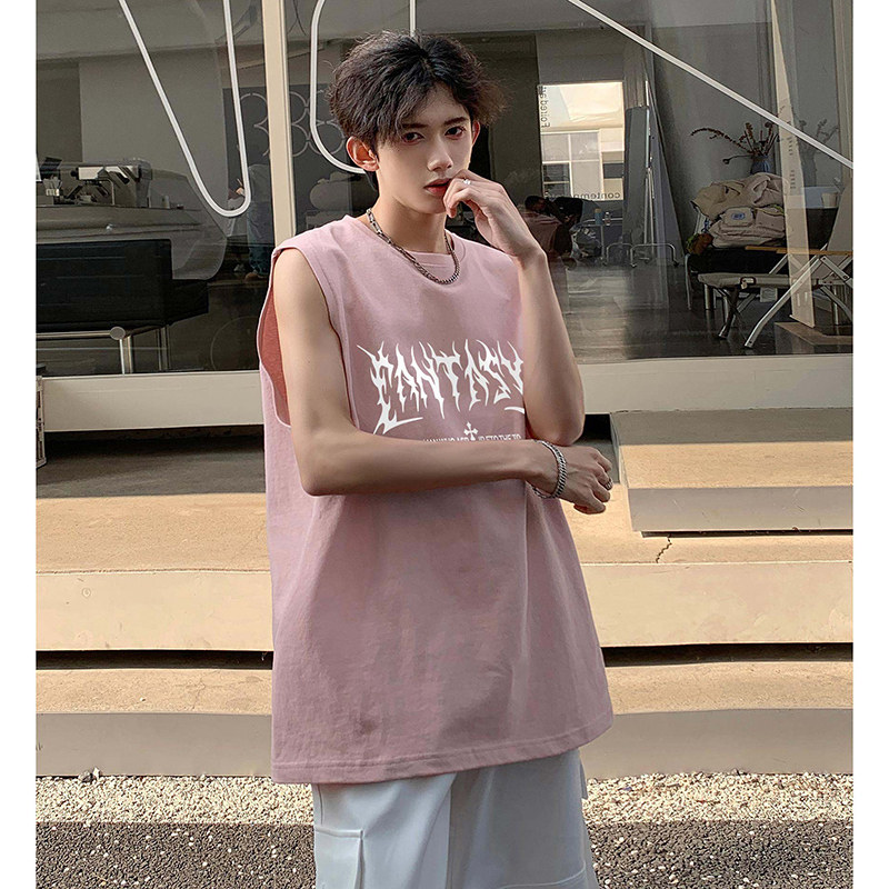 宽松简约印花夏季美式背心新款百搭圆领无袖上衣-A1085TP18控29,男装背心/马甲,电商B241
