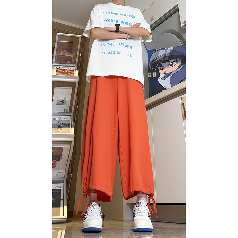 风裤子男士新中式夏季潮牌直筒阔腿系带束脚裤-A1067TP38控59图片