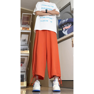 风裤子男士新中式夏季潮牌直筒阔腿系带束脚裤-A1067TP38控59图片