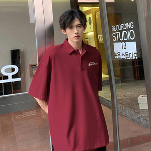 美式重磅polo衫男短袖夏季潮牌字母印花宽松T恤-A1118TP35 控58图片