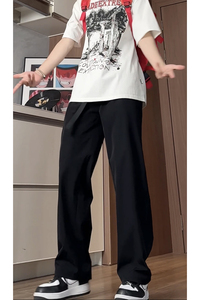 绑腰带西装冰丝垂坠感高级感西裤男裤子阔腿裤潮-A1045TP45 控68图片
