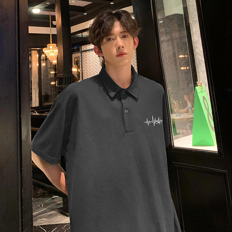 衬衫领夏季polo衫痞男生美式重磅短袖男装衣服潮-A1105TP35 控58图片