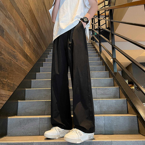 西裤男垂坠感高级感绑腰带裤子冰丝阔腿西装裤潮-A1045TP45  控68图片