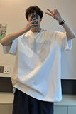 2025新款潮流短袖t恤男夏季薄款港风宽松大码纯棉百搭小领口体恤，男装T恤，电商B241
