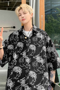风套装新中式时尚休闲衬衫短袖短裤高级感衣服-A1091TP55 控78图片