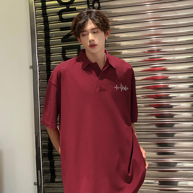 夏季polo衫痞男生衬衫领美式重磅短袖男装衣服潮-A1105TP35 控58图片