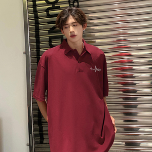 夏季polo衫痞男生衬衫领美式重磅短袖男装衣服潮-A1105TP35 控58图片