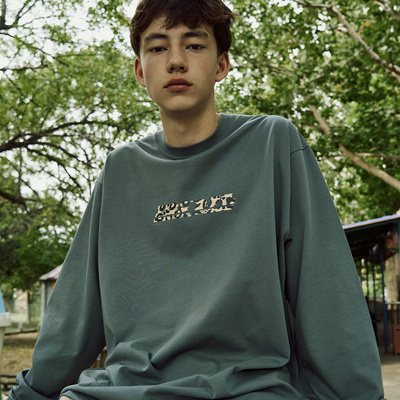 Aveineil 没门儿豹纹长袖T恤 2025年新款 宽松圆领全棉长袖T恤