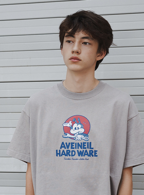 Aveineil×Hardware联名蚂蚁切赫印花短袖T恤 宽松半袖T恤
