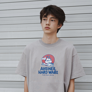 Aveineil×Hardware联名蚂蚁切赫印花短袖 宽松半袖 T恤