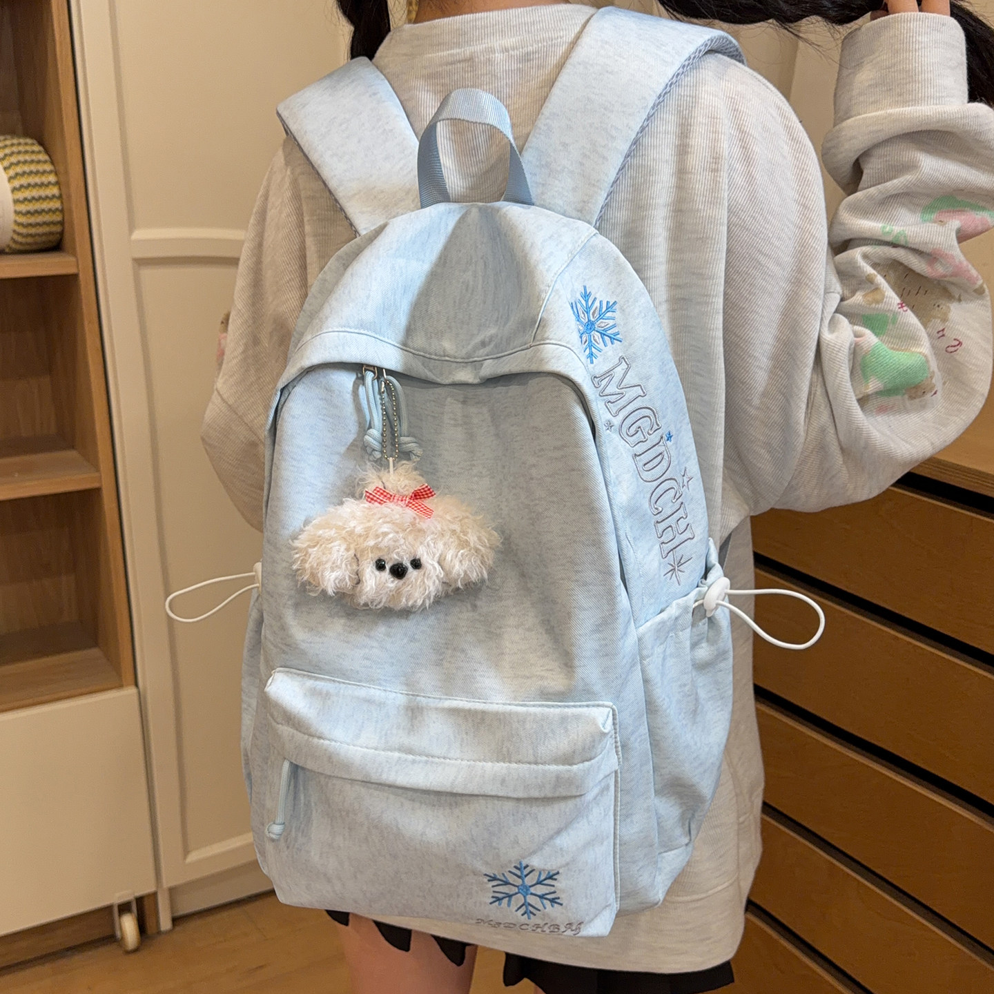 美式复古字母印花女学生双肩包