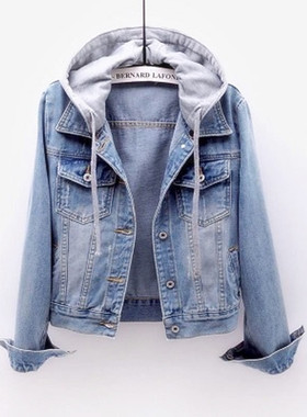 DENIM JACKET WOMENS HOODED COATS AUTUMN CASUAL JACKETS 5XL女