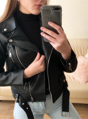Faux Leather Jacket Women PU Motorcycle Coats 5XL 皮衣女夹克