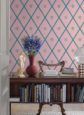 Medina 瑞典原装进口定制壁画 粉色 蓝色菱形格子 现代背景墙壁纸