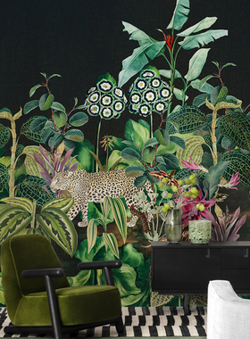 荷兰原装进口壁画 Checking Out Nature 绿野仙踪 丛林豹子墙纸