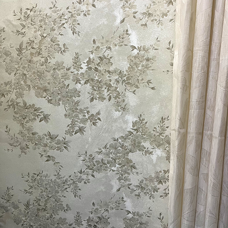 复古轻奢油画质感藤花无缝墙布