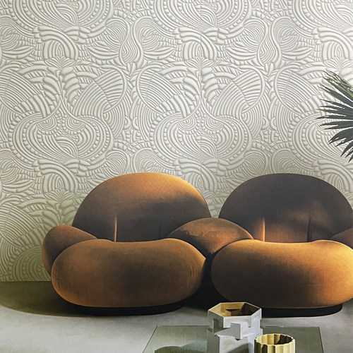 3D软包墙纸 现代轻奢客厅卧室背景墙壁纸 雪尼尔天鹅绒面料墙布