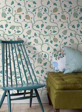 Mekka 瑞典原装进口定制壁画 蜿蜒植物花卉 现代美式卧室背景墙纸