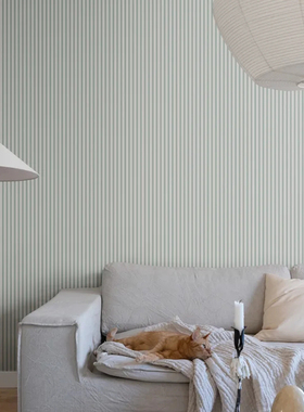 瑞典原装进口Estelle 北欧简约条纹绿色系清新卧室客厅背景墙壁纸