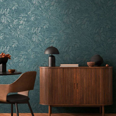 法式美式复古叶子背景墙壁纸