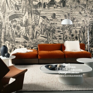 Thebe棕榈树和金字塔编织图墙纸 定制壁画 比利时ARTE原装 进口正品