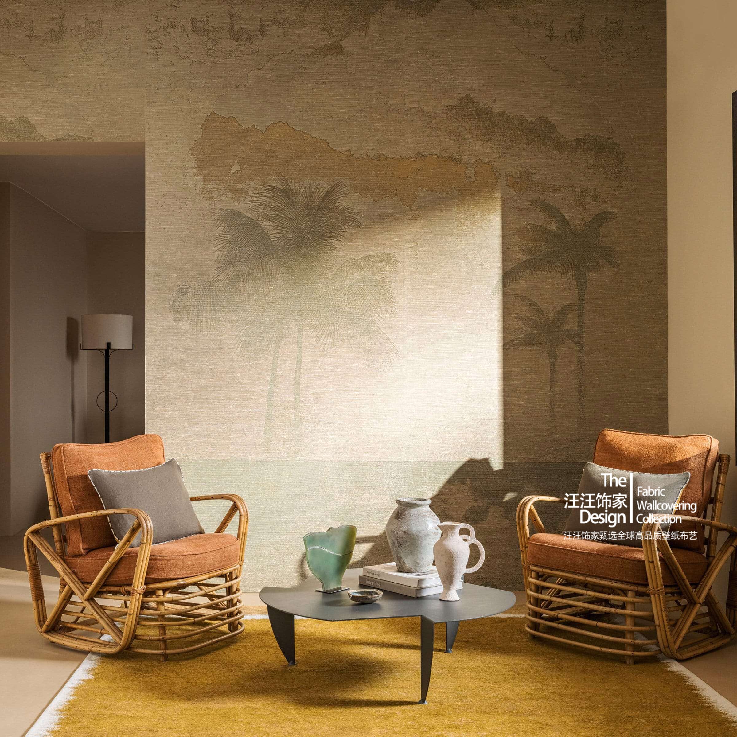 法国原装进口正品壁画 Palmeraie 南法风情棕榈树沙发背景墙壁画