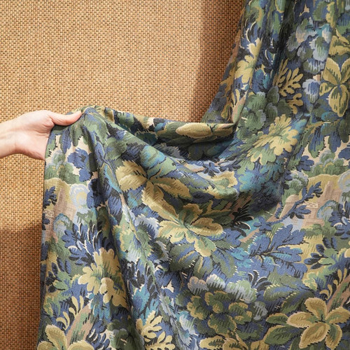 Autumn Leaves 秋天的落叶 美式轻奢花朵叶子卧室客厅棉麻窗帘布v