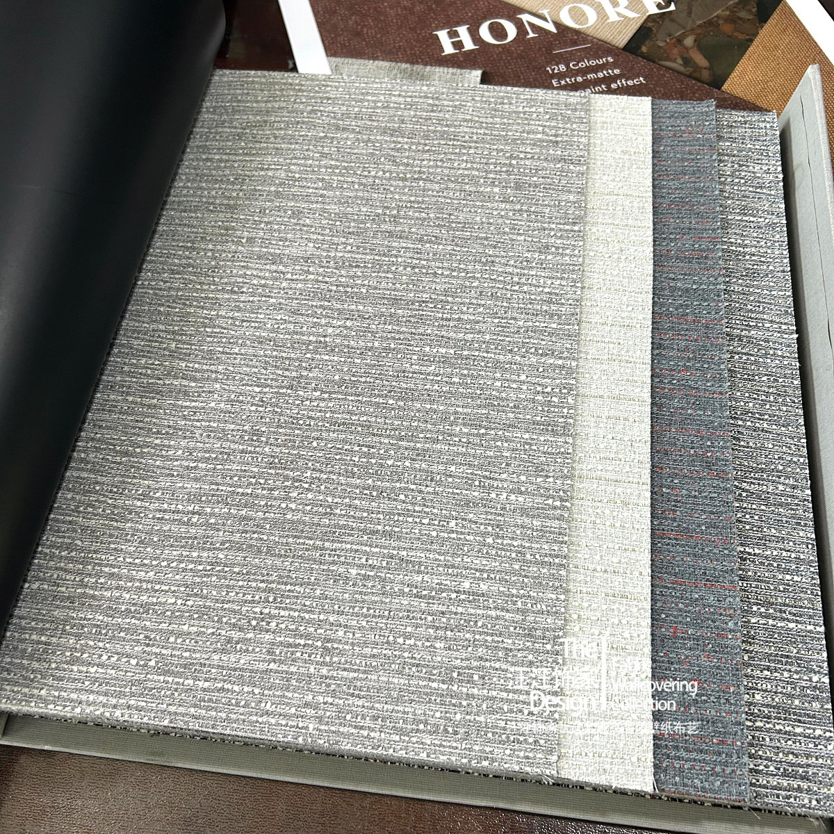 织趣04 现代简约轻奢横纹棉麻质感肌理重工特种纱无缝墙布壁布