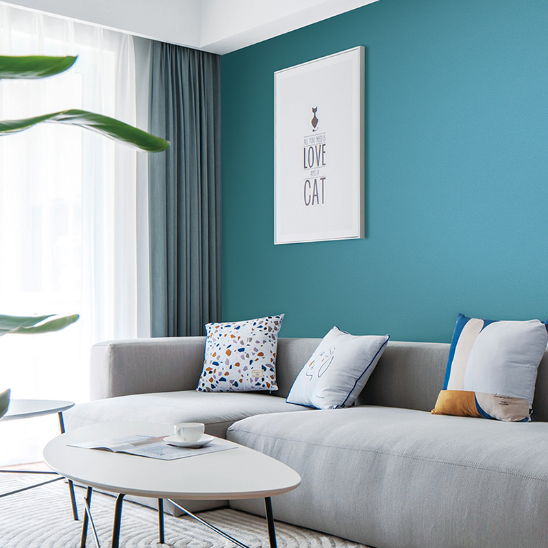 雅 丝韵45现代简约纯色蓝灰色无缝墙布 卧室客厅房间大面整铺壁布