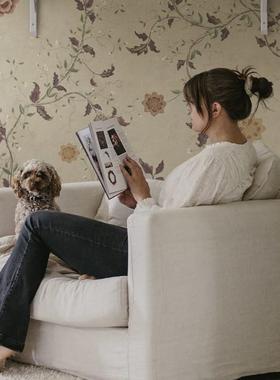 Inger瑞典原装进口定制壁画法式花卉大丽花田园 卧室客厅背景墙纸