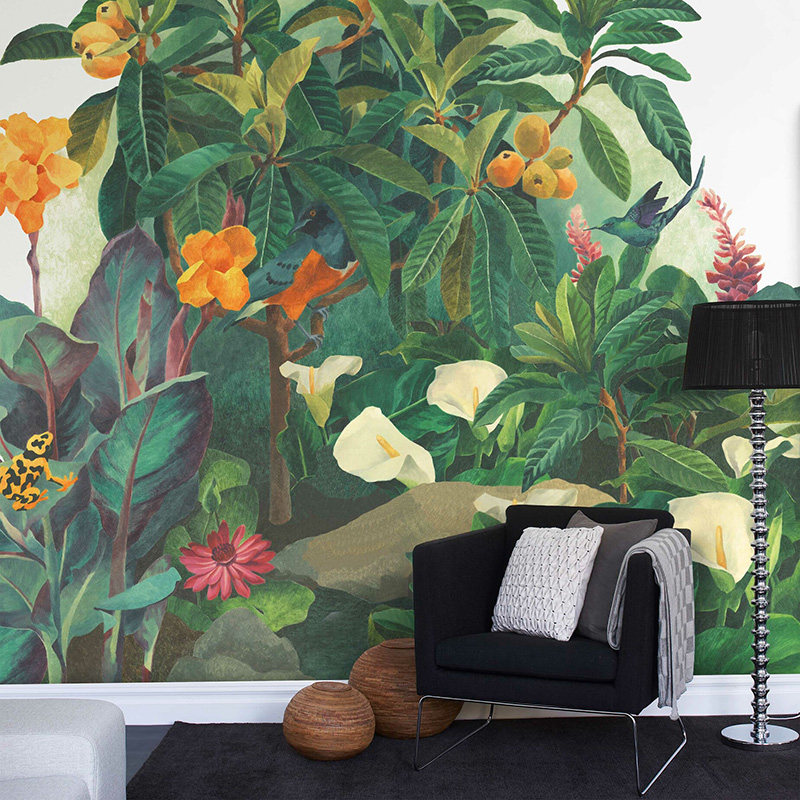 瑞典进口定制壁画墙画Jungle Lounge美式  简约丛林 老虎背景墙纸