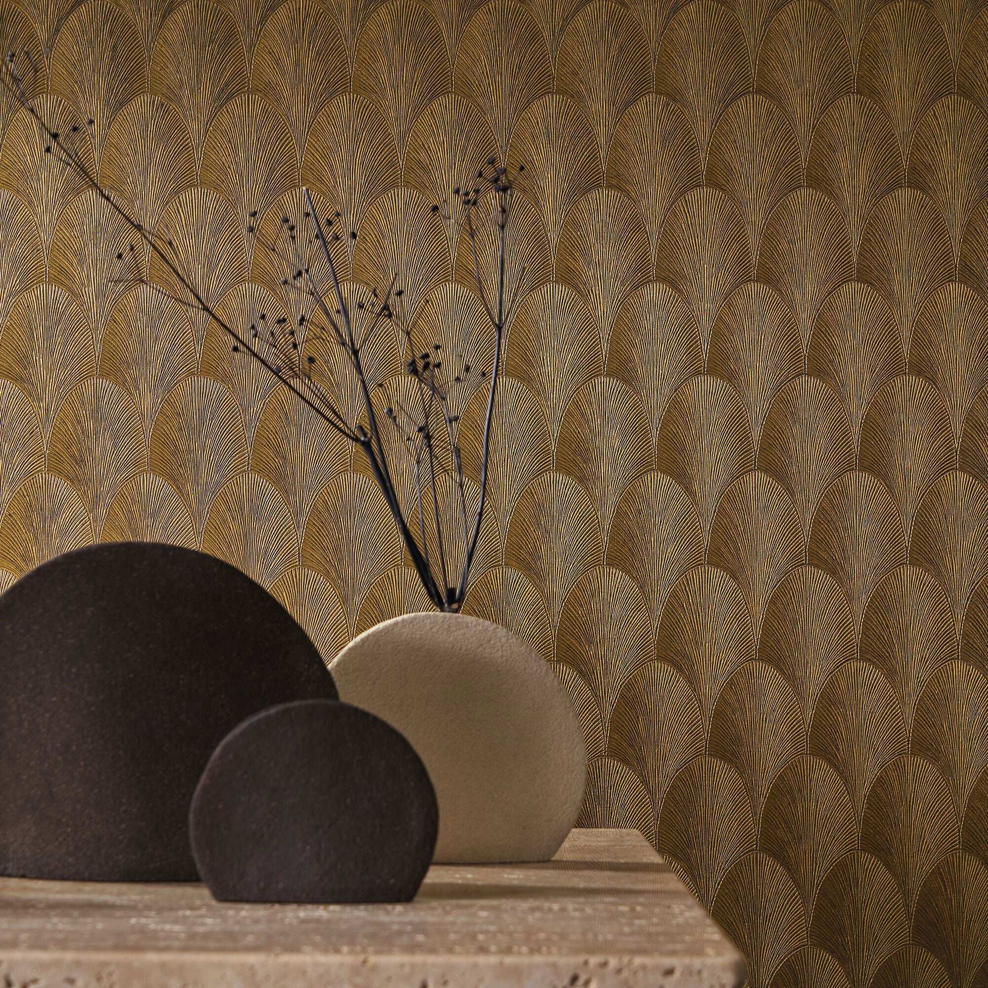 法国原装进口正品Casamance壁纸 TOURMALINE 扇形叶子质感墙纸