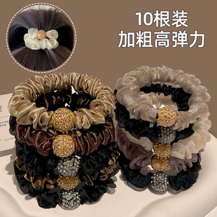 发绳洋气网纱褶皱大肠发圈发饰 欧根纱水钻头绳网红头绳扎头发新款