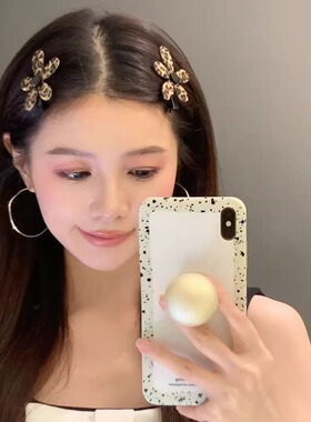 花朵豹纹一字发夹女2025新款