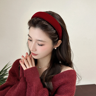 发饰头箍宽边洋气发卡碎发秋季 高颅顶复古女款 红色发箍女2025新款