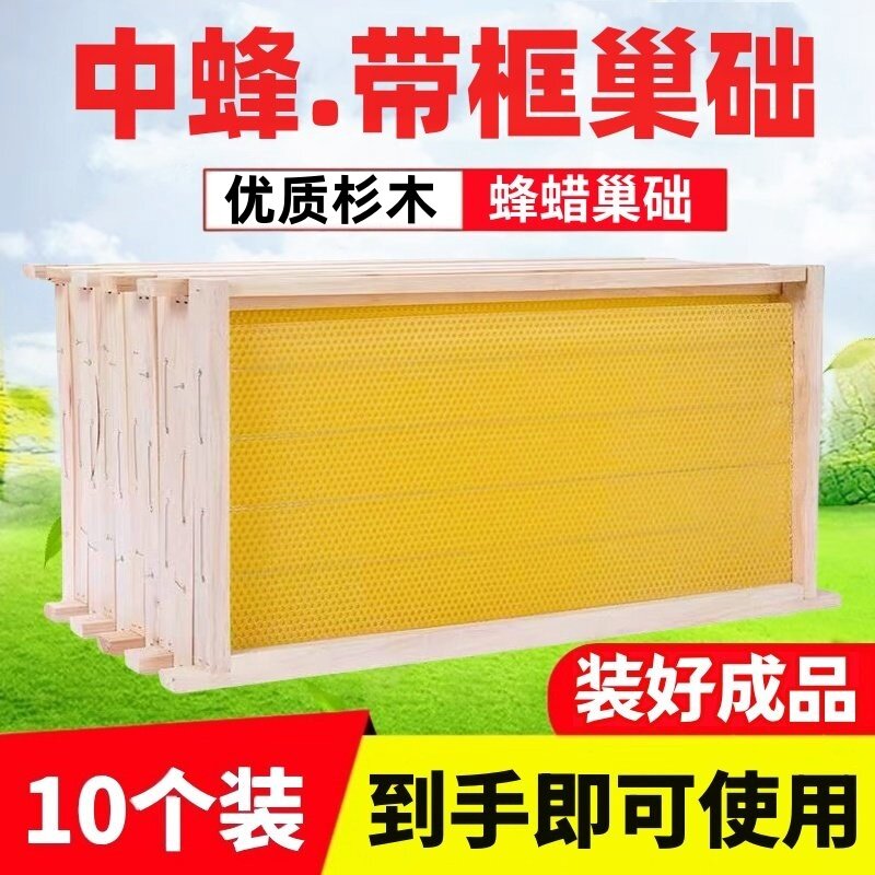 中蜂巢础巢框成品八千巢础带框全套意蜂巢蜜蜂箱专用蜂巢养蜂工具