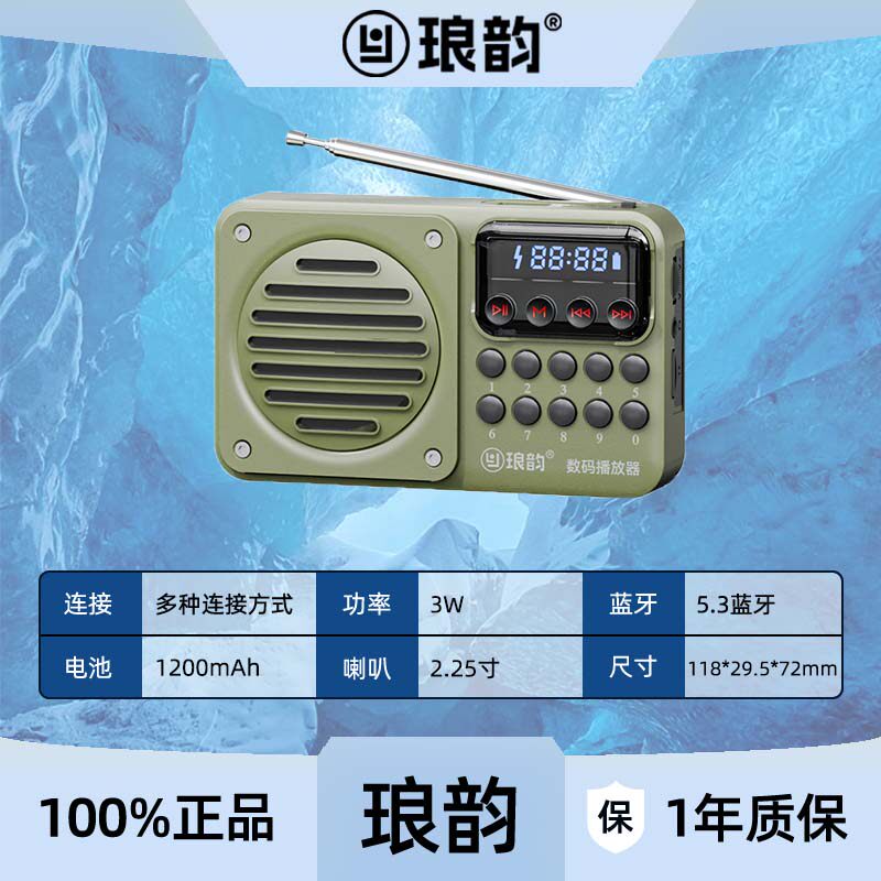 琅韵C62蓝牙音箱3W便携式迷你收音机插卡小音响随身听播放器广播