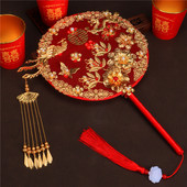 结婚团扇子手捧喜扇新娘遮面扇子喜扇中国风秀禾团扇婚庆婚房布置