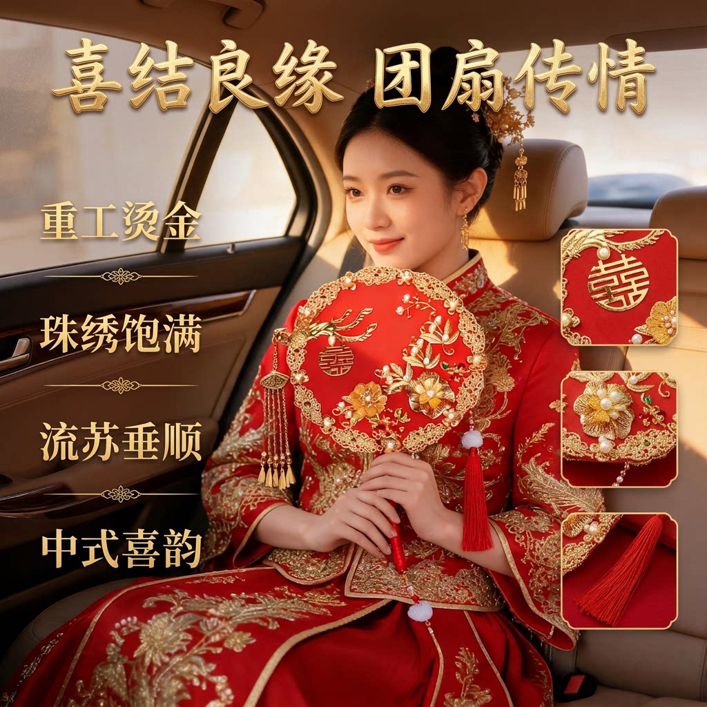 新中式新娘结婚喜扇婚庆圆扇