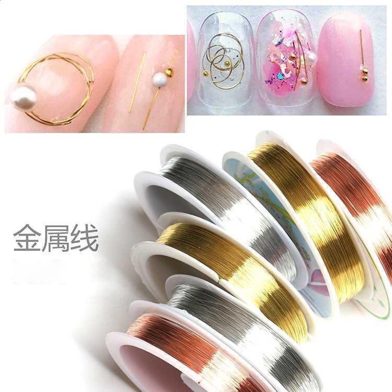 日系美甲铜丝线金属银色细贴穿珠diy个性编织定型手工艺首装饰品