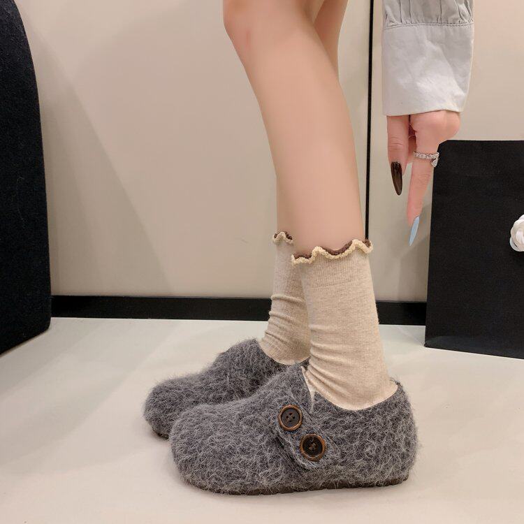外穿厚底增高保暖毛毛棉鞋