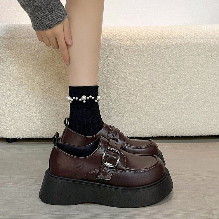 厚底英伦风小皮鞋女2026春秋新款一脚蹬黑色jk单鞋爆款豆豆乐福鞋,女鞋,深口单鞋,淘宝优惠券,粉丝福利购,淘宝优惠卷