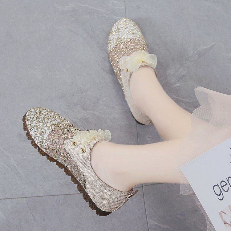 春夏季新款平底网纱女鞋透气软底蕾丝豆豆鞋孕妇鞋不累脚布鞋单鞋,女鞋,浅口单鞋,淘宝优惠券,粉丝福利购,淘宝优惠卷