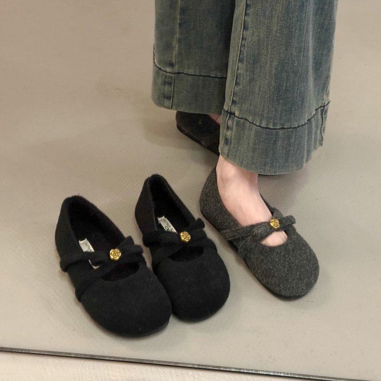 复古加绒毛呢玛丽珍鞋女2025秋冬新款法式厚底蝴蝶结加绒勃肯棉鞋,女鞋,棉鞋,淘宝优惠券,粉丝福利购,淘宝优惠卷