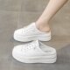 增高懒人凉拖 百搭运动休闲小白鞋 厚底包头半拖鞋 女秋外穿2025新款