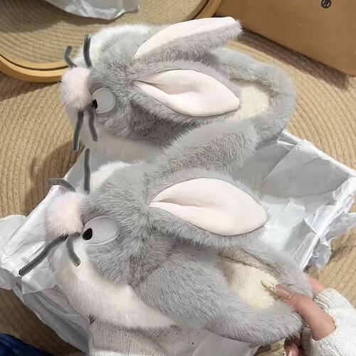 保暖兔子鞋秋室内居家鞋厚底
