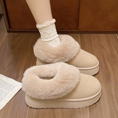 毛雪地靴女冬加绒厚皮一体